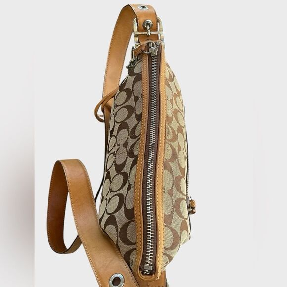 Coach Signature Leather Slim Crossbody Shoulder Bag Vintage M04K 9362 Khaki - Picture 13 of 16